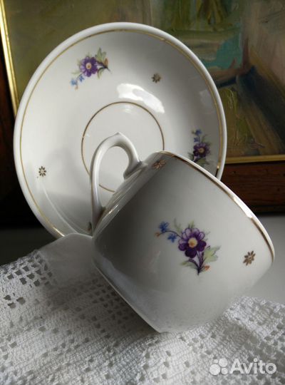 Чайные пары, чашка дфз Вербилки СССР фарфор