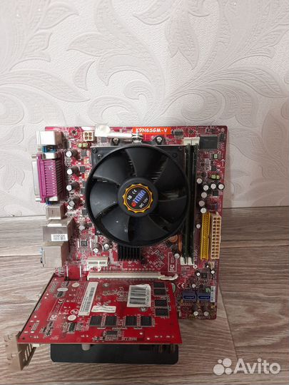 Комплект материнка, проц, видюха, оператива,куллер