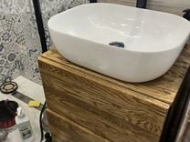 Тумба в ванную подвесная с накладной раковиной