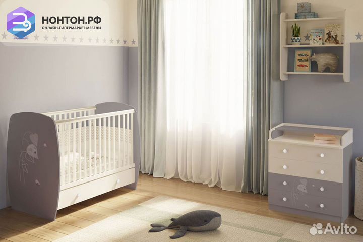 Комод French 1580 teddy белый / серый