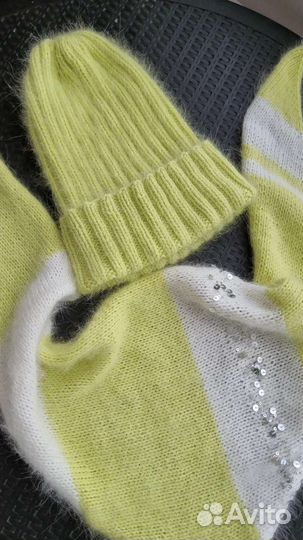 Шапка пух норки бактус косынка комплект пушистый