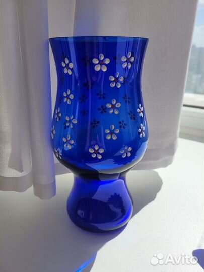 Ваза синее стекло СССР