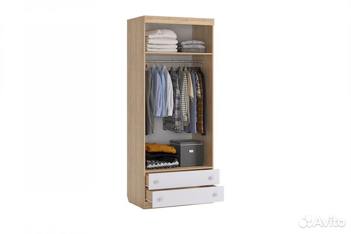 Форсаж Шкаф комбинированный (с ящ. 2-створчатый) (дуб крафт золотой/белый)