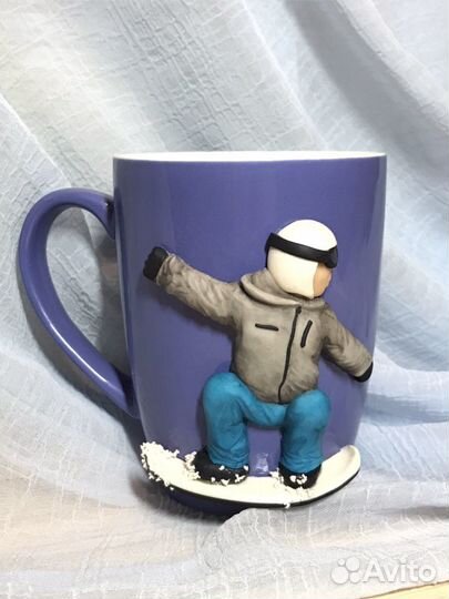 Кружечка с декором из полимерной глины от