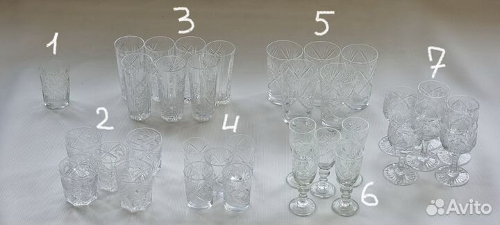 Хрустальные фужеры рюмки бокалы СССР Винтаж