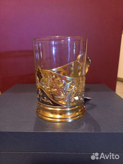 Серебряный подстаканник со стаканом Кубачи