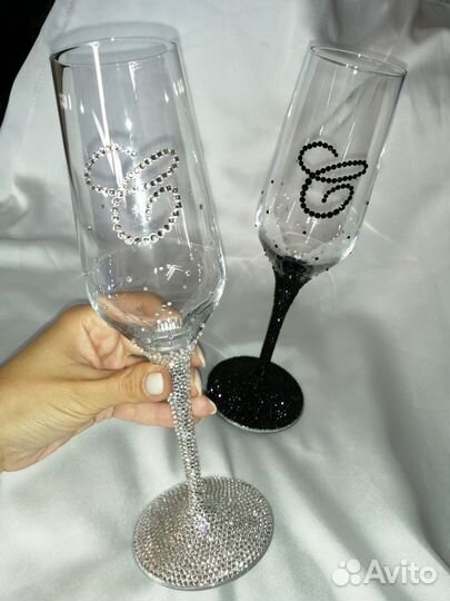 Свадебные бокалы на заказ ручная работа