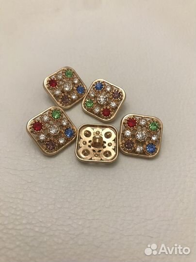 Пуговицы квадратные разноцветные кристаллы стразы