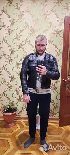 Мотокуртка кожаная мужская, перчатки Alpinestars