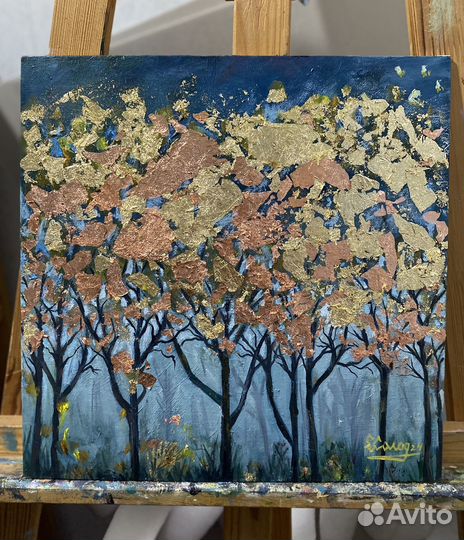 Интерьерная картина маслом на холсте лесной пейзаж