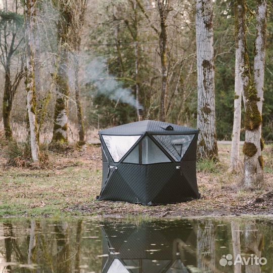 Мобильная баня с панорамными окнами