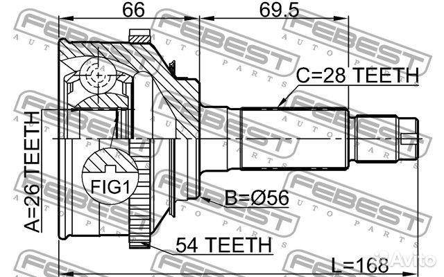 2210016A54 Шрус наружный26x56x28 (febest)