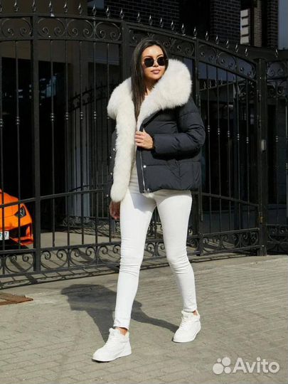 Укороченный Пуховик с мехом