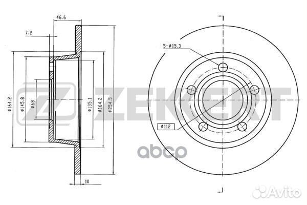 Диск торм. зад. Audi A6 II 97- bs-5953 Zekkert