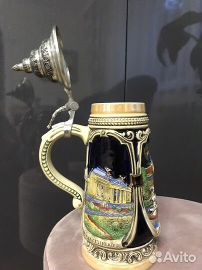 Пивная кружка с крышкой ГДР, винтаж