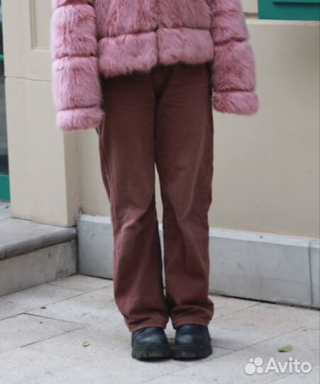 Коричневые широкие джинсы