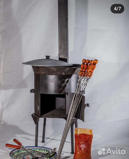 Казан чугунный 10л + Печь с трубой