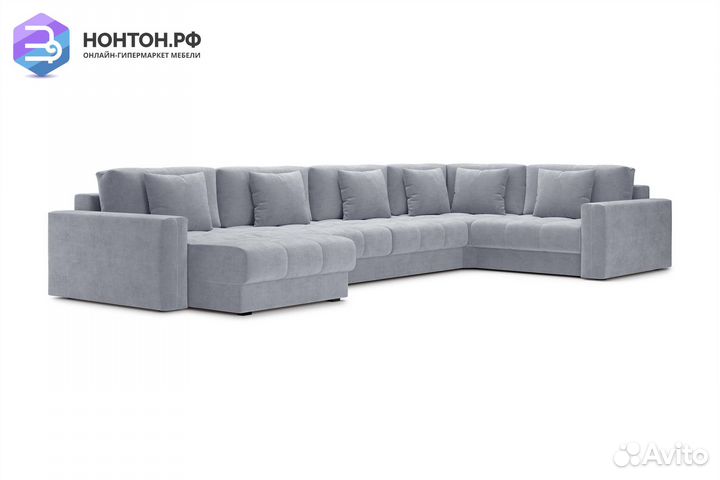 Диван п-образный тик-так Монарх серый