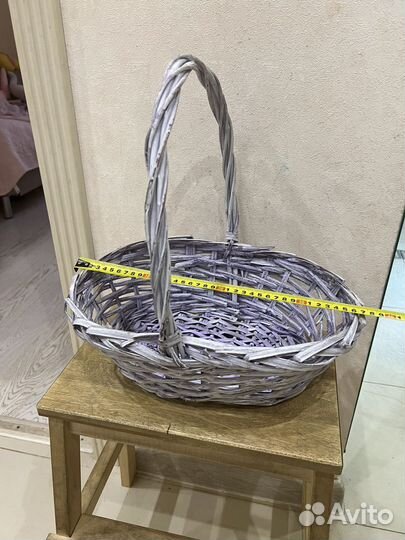 Корзина фиолетовая плетеная из лозы большая