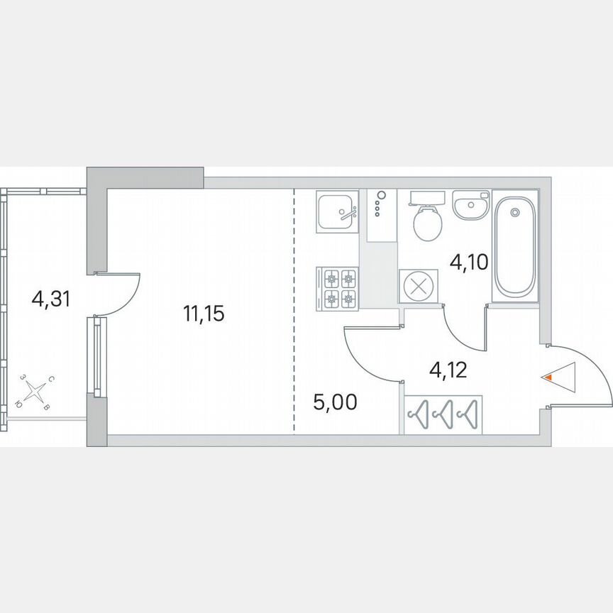Квартира-студия, 25,7 м², 7/8 эт.