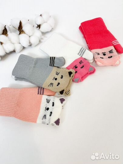 Новые детские варежки 4-6 лет