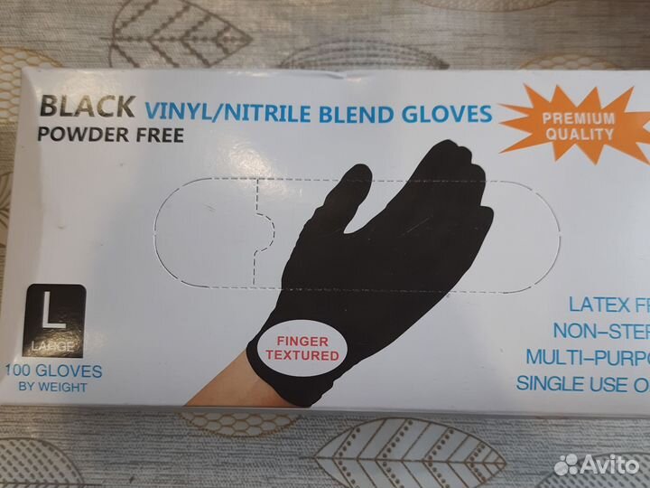 Перчатки нитриловые чёрные L