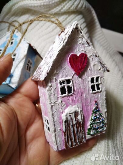 Елочные игрушки домики ручной работы