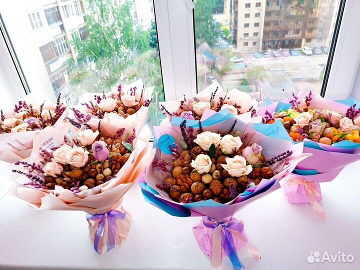 Букеты из сухофруктов и орехов, букет на выпускной