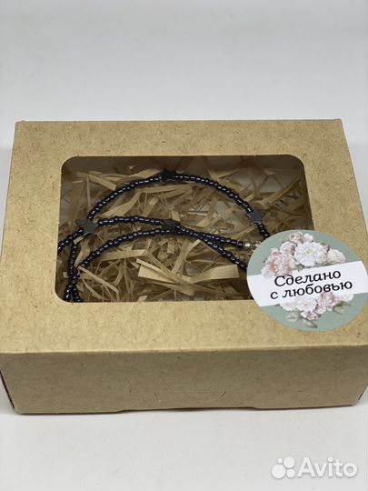 Чокер с браслетом из бисера и гематита