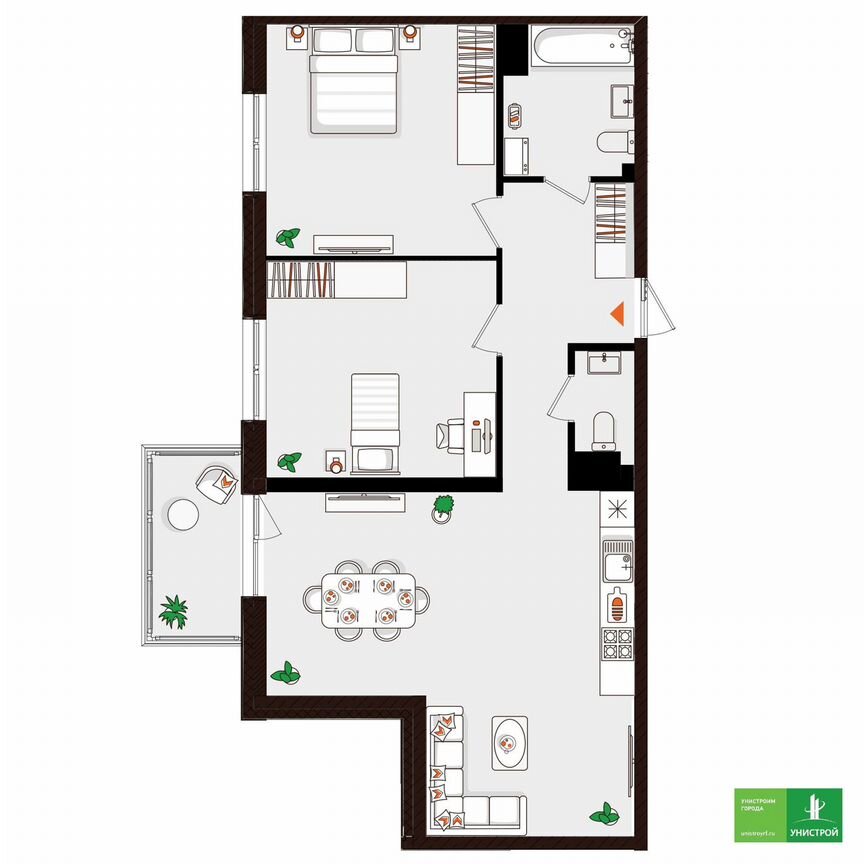2-к. квартира, 72,1 м², 3/5 эт.