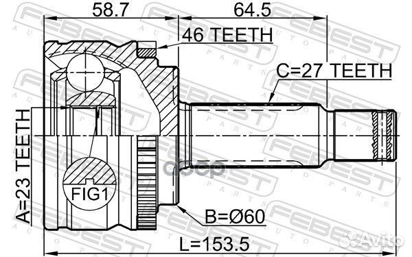 ШРУС наружный, комплект, 23х60х27 Kia Ceed 06-12