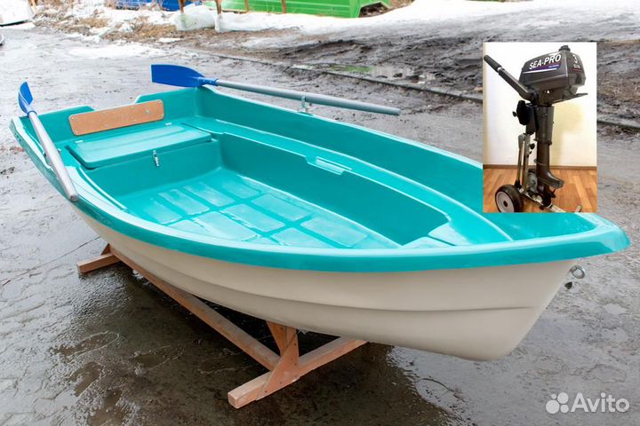 Лодка пластиковая с мотором Тортилла-3 с Рундуками