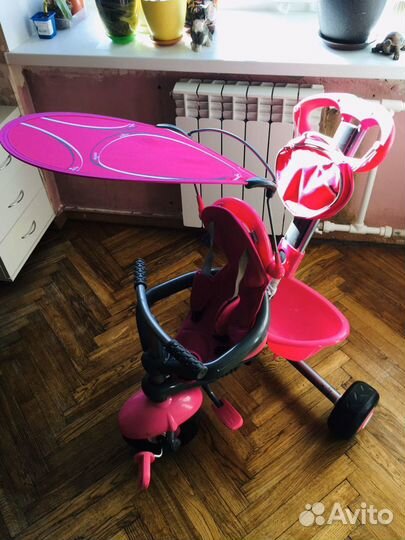 Детский трехколесный велосипед с ручкой smarTrike