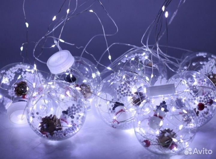 Гирлянда шторы шарики с игрушкой 