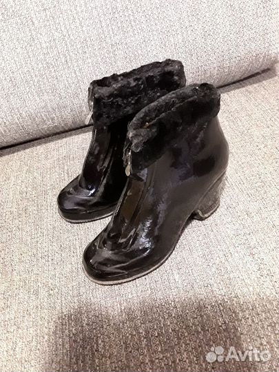 Боты утепленные резиновые, ретро, винтаж