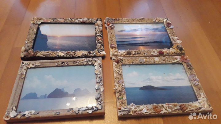 Фоторамки с оформлением, ракушки, жемчуг