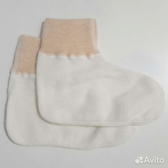 Носки женские 35 с ангорой белые бежевые для сна