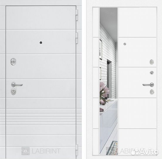 Дверь входная Трендо 19 с зеркалом Белый soft