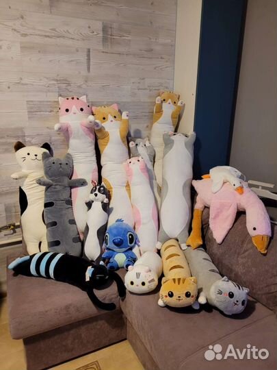 Мягкая игрушка Хаски, коты Батончики, гуси