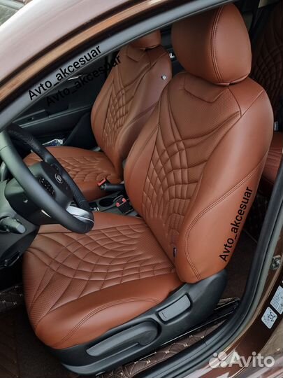 Чехлы Kia Rio4 / Solaris2 - LADA Vesta Коричн Akс