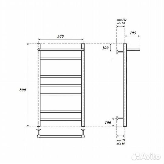 Полотенцесушитель Point PN10158PE П6 500x800 элек