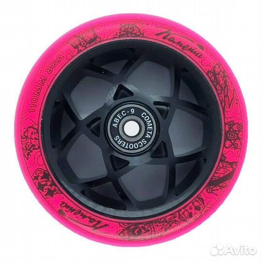 Колесо самокат Комета Атом Розовый / Черный