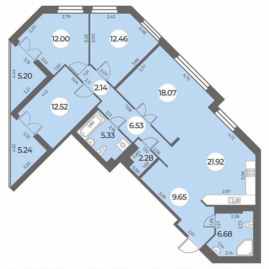 4-к. квартира, 114 м², 18/24 эт.
