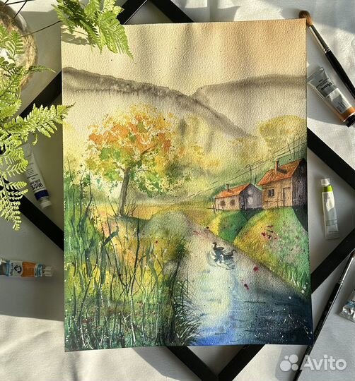 Картина акварелью пейзаж 