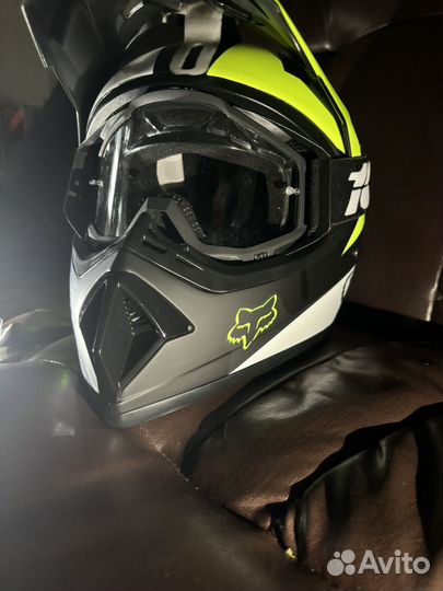 Шлем для кросса/эндуро, Fox с очками 100%