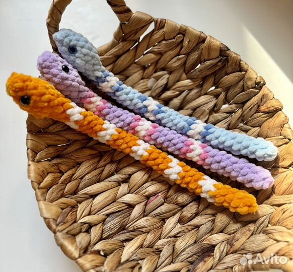 Вязаная змея плюшевая мягкая игрушка