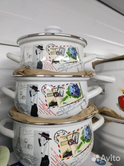Эмаль. набор Кастрюль новый