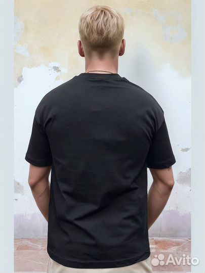 Мужская черная футболка Lacoste вышивка хлопок