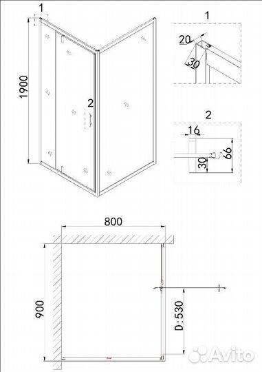 Душевое ограждение Niagara NG-83-9AB-A80B (90*80*1