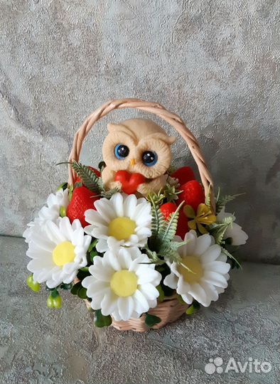 Букет из мыла с совой ко дню учителя